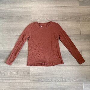 J Crew Factory Brown Long-Sleeved Girlfriend Tee, Size XS